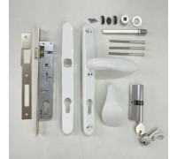 Замок в калитку с ручкой ухватом Евро30 белый