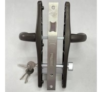 Замок в калитку (полный комплект) Евро-36/85 цвет-8019, сердцевина ключ/барашек