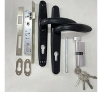 Замок в калитку (полный комплект) Евро-36/85 цвет-Черный, сердцевина ключ/барашек