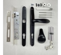 Замок в калитку с ручкой ухватом (комплект) Евро30 черный